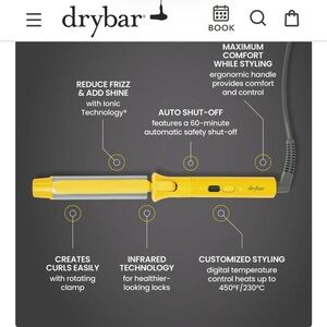 Drybar 1” Ceramic Pro Curling Iron with infrared hair protection and up to 450